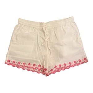 J. Crew High Waist Cream Shorts with Pink Trim